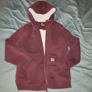 Carhartt maroon relax fit sherpa lined sweater